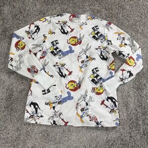 VTG Looney Tunes Bugs Bunny Cartoon Scrub Top Womens Small 90s Medical‎ Nurse